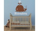 Personalized Name Decal With Whale-Nursery Wall Decor Vinyl Wall Decal Whale Decal Baby Shower Gift
